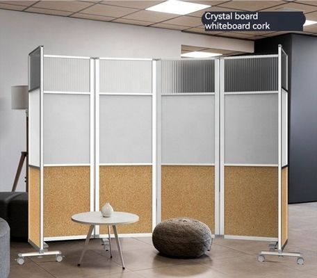 Σύγχρονος φορητός διαχωριστής γραφείου σε τροχούς με διαιρετικό τοίχο διπλής οθόνης