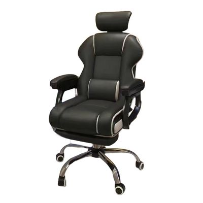 135 μοίρες Κλίση PU Leather Ergonomic Gaming Chair με υποστήριγμα ποδιών σε μαύρο και ροζ
