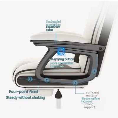 135 μοίρες Κλίση PU Leather Ergonomic Gaming Chair με υποστήριγμα ποδιών σε μαύρο και ροζ