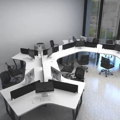 6 άτομα MDF Γραφείο Εργασιακό Σταθμό με σύγχρονο σχεδιασμό και λειτουργία γραφείου